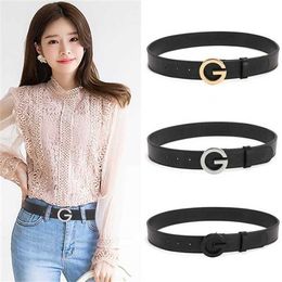 52% OFF Designer New Leather women's double-sided cow simple versatile leather belt fashion new letter decorative Jeans Belt