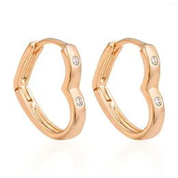 Dangle Earrings Copper Crystal Heart Hoop Rose Gold Colour Luxury Anti-allergy Quality Jewellery For Women Wedding Engagement Gifts