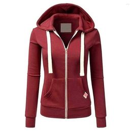 Women's Hoodies Fashion Hooded Zip-up For Women Solid Colour Slim Pockets Sweatshirts Hoody Coat Jacket Top Outwear Clothing