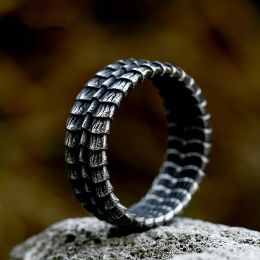 Punk Vintage 14K White Gold Dragon Scale Ring For Men Women Biker Hip Hop Animal Amulet Rings Fashion Jewellery Gifts