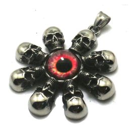 Pendant Necklaces 316L Stainless Steel Cool Punk Gothic Est Red Eyeball Skeleton