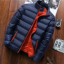 Thick Men Warm Parka Jackets Winter Casual Men's Outwear Coats Solid Stand Collar Male Windbreak Cotton Padded Down Jacket 231229