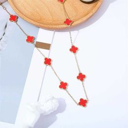 Jewelry Luxury VanCA Designer Accessories Ten Flower Pendant Necklace Lucky Four Leaf Grass 10 Flower Necklace Collar Chain Fritillaria Necklace Agate 4FH4