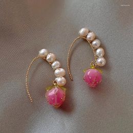 Dangle Earrings Arrival Fashion Strawberry Design Natural Freshwater Pearl 14K Gold Filled Ladies Drop Jewelry For Women No Fade