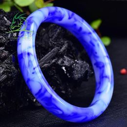 Xinjiang an gobi jade Bangle Blue and White Porcelain Women's Jewellery Flower Bracelet259M