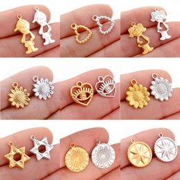 Charms 3PCS Stainless Steel Daisies Pendants For Bracelet Necklace Making Accessories Sun Flower/Girls/Boys DIY Jewellery Supplies