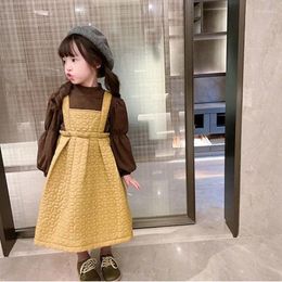 Clothing Sets Girls' Suit Puff Sleeve Long-Sleeved Top I-Shaped Vest Skirt 22 Spring Children's