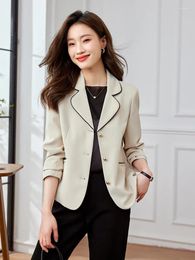 Women's Suits Casual Women Blazer 2023 Fashion High End Single Breasted Formal Office Lady Work Wear Coat Beige Coffee Black Female Jacket
