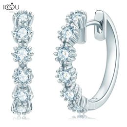 Earrings IOGOU Moissanite Hoop Earrings for Women Sterling Silver 3mm Round Cut Clip Earrings Wedding Anniversary Jewellery Gifts