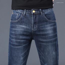 Men's Jeans 2024 Spring Autumn Men Cotton Denim Straight Stretch Slim Skinny Trousers Classic Vintage Male Regular Blue Pants Big Size