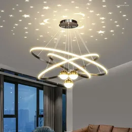 Chandeliers Modern Rings Ceiling Chandelier Starry Sky Adjustable Indoor Lighting High Brightness For Living Room Dining