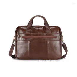 Briefcases 2023 Men's Bag Genuine Leather Men Briefcase For Laptop Messenger Business Portfolio Document