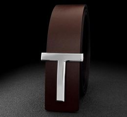 Belts High Quality Designer Men Fashion T Letter Luxury Genuine Leather Belt Jeans Formal Cowskin Black Waist Strap1776113