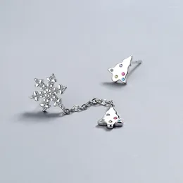 Stud Earrings Asymmetric Snowflake Christmas Tree Long Chain Tassel Pendant Creative Dangle Earring Piercing Accessories Gifts
