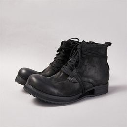 Design Handmade Leather Beatle Man Punk Boots Round Toe Men Casual Deby Booties