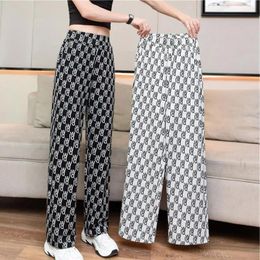 Women's Pants Letter High Waist Wide Leg Hanging Long Spring/Summer 2023 Straight Thin Casual