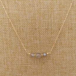Labradorite Moonstone Necklace Round Natural Stone 14K Gold Filled Choker Charms Pendants BOHO Women Gift Collier Femme Chains259e