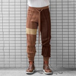 Men's Pants Mens Colour Block Casual Knitted Autumn Winter Genderless Fashion Trend American Contrast Ribbed Cuff Trousers Unisex