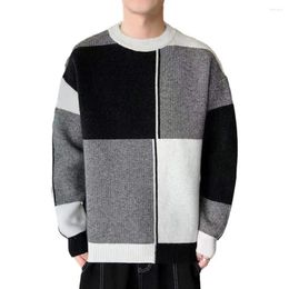 Men's Sweaters Knitted Sweater Geometric Print Colorblock Thick Warm O Neck Pullover For Fall Winter Soft Long Sleeve