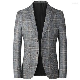 Men's Jackets 2023 Spring Autumn Business Formal Suit Jacket Casual Blazers Male Men Slim Fit British Plaid Top