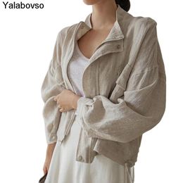 Jackets Women Vintage Oversized Casual Linen Cotton Blouse Coat Elegant Korean Cool Comfortable Jacket Women's Autumn Tops2021 Yalabovso