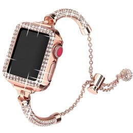 Straps Luxury bling Diamond Strap for Apple Watch Band Ultra 49mm 41mm 45mm 40mm 44mm 38mm 42mm Stainless Steel Women Bracelet iWatch Ser