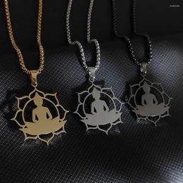 Pendant Necklaces Silver Black Gold Colour Hindu Buddhist AUM OM Necklace Hinduism Yoga India Vintage Stainless Steel Jewellery Women