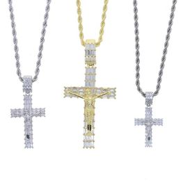 Chains Fashion Female Cross Pendants Drop Gold Silver Colour Crystal Pendant Necklace Jewellery For Men Women Whole200F