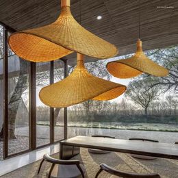 Pendant Lamps Hand Make Bamboo Wicker Led Ceiling Vintage Hanging Lamp Rattan For Dining Room Lighting Suspension Design Light