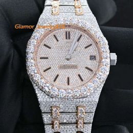 Premium Quality Antique Fully Iced Out Watch VVS Clarity Moissanite Studded Diamond Watch Luxury Stainless Steel Watch for MenMoissanite mechanical Watch 925