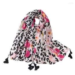 Scarves Fashion Sexy Leopard Floral Tassel Viscose Shawl Scarf Lady High Quality Wrap Pashmina Stole Bufandas Muslim Hijab Caps 180 90Cm