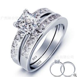 New Real 925 Sterling Silver Wedding Ring Set for Women Silver Wedding Engagement Jewellery Whole N64259M