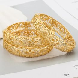 Bangle 18K Gold Colour Cuff For Women Arab India 3PCS Bracelet France Luxury Design Copper Jewellery Party Wedding Bride Wife Gift