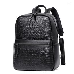 Backpack Cow Genuine Leather Men Backpacks Alligator Real Natural Student Large Computer Laptop Bag 2023