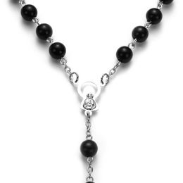 Pendant Necklaces Crucifix Charm Fashion Rosary Beads Chain Jesus Virgin Mary Cross Necklace226E