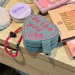 Storage Bags Portable Bag Korean Vintage Denim Cloth Cosmetics Ring Earphone for Travel Gifts Mini Jewelry Box