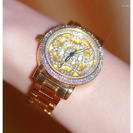 Wristwatches BS Full Diamond Women's Watch Crystal Ladies Bracelet Wrist Watches Clock Relojes Quartz For Women35