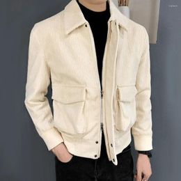 Men's Jackets Mens Corduroy Slim Casual Jacket Autumn Winter Genderless Korean Retro Solid Color Elegant Simple Fashion Pocket Unisex