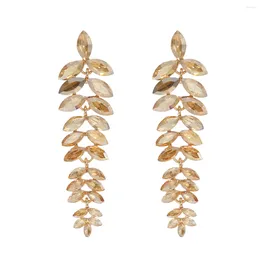 Dangle Earrings Multicolors Rhinestone Leaf Pendant For Women Jewellery Maxi Girls' Collection Accessories