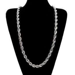 10mm Thick 76cm Long Solid Rope ed Chain 24K Gold Silver Plated Hip hop ed Heavy Necklace 160gram For mens270R