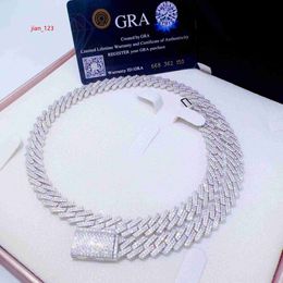 Hip -Hop -Schmuck aus kubanische Verbindung Halskette 10 mm massiv Silber Miami Moissanite Kette für Männer Frauen