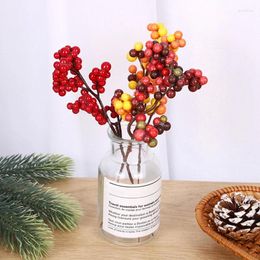 Decorative Flowers 5pcs Simulated Berries Branches Desktop Ornament Artificial Plant Christmas Tree Wreath Colourful Berry Branch Layout