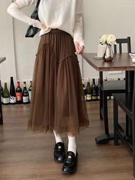 Skirts Personalised Multi-layer Drape Gauze Streamer Elastic Waist Skirt Fairy A- Line High-end Mid-length Pleated