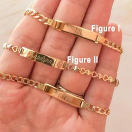 Fur Man Id Gold Bracelet Custom Made Engravedpersonalized Cuban Link Bracelet Sier Diamond Jewellery Engraving Summer Gift for Men