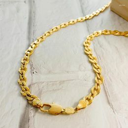 Chains Big Wide 7mm 60cm Yellow Gold Colour Copper Curb Chain Long Necklace Men Jewellery Sale Link Collares Kolye