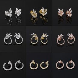 T Design open hoop stud earrings vine circle earrings 925 sterlling silver rose gold 18k gold plated jewelry Luxury Brand Valentin317T