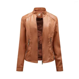 Women's Leather Faux Jacket Women Fashion Casual Jackets For 2023 Spring Autumn Coat Ladies Black Red Brown Green Veste Femme