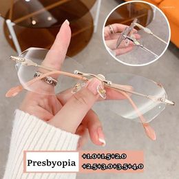 Sunglasses Fashion Trend Reading Glasses For Women Ladies Vintage Luxury Metal Prescription Eyeglasses Unisex Far-sighted Diopter Eyewear