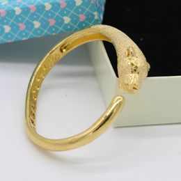 Bangle Leopard Head Bangle Yellow Gold Filled Solid Womens Mens Bracelet Newest Style