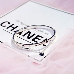 Bangles Female Heart Forever Love Brand Charm Bracelet for Women Famous Jewelry Whole- Rose Gold Stainless Steel Bracelets235m
